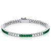 Emerald & White Asscher Cut Tennis Bracelet - Sterling Silver - 6.20 CT. TW