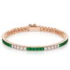 Emerald & White Asscher Cut Tennis Bracelet - Sterling Silver - 6.20 CT. TW