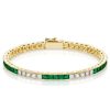 Emerald & White Asscher Cut Tennis Bracelet - Sterling Silver - 6.20 CT. TW