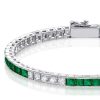 Emerald & White Asscher Cut Tennis Bracelet - Sterling Silver - 6.20 CT. TW