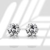 Round Cut Cubic Zirconia Stud Earrings - 925 Sterling Silver Six Prong Setting