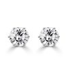 Round Cut Cubic Zirconia Stud Earrings - 925 Sterling Silver Six Prong Setting
