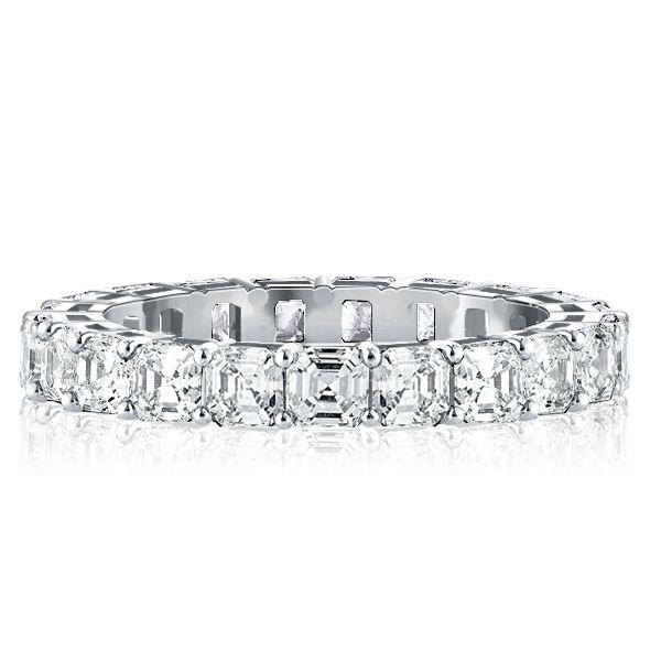 Sterling Silver Asscher Cut Eternity Wedding Band - 3.75 CTW
