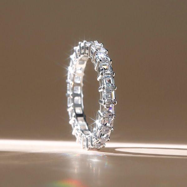 Sterling Silver Asscher Cut Eternity Wedding Band - 3.75 CTW