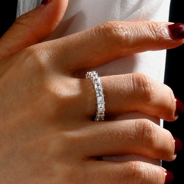 Sterling Silver Asscher Cut Eternity Wedding Band - 3.75 CTW