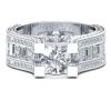 Filigree Created White Sapphire Engagement Ring in Sterling Silver