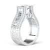 Filigree Created White Sapphire Engagement Ring in Sterling Silver