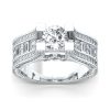 Filigree Created White Sapphire Engagement Ring in Sterling Silver