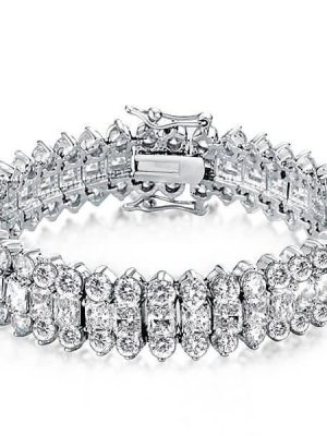 Triple Row Radiant Tennis Bracelet - Sterling Silver, Gold, or Rose Gold