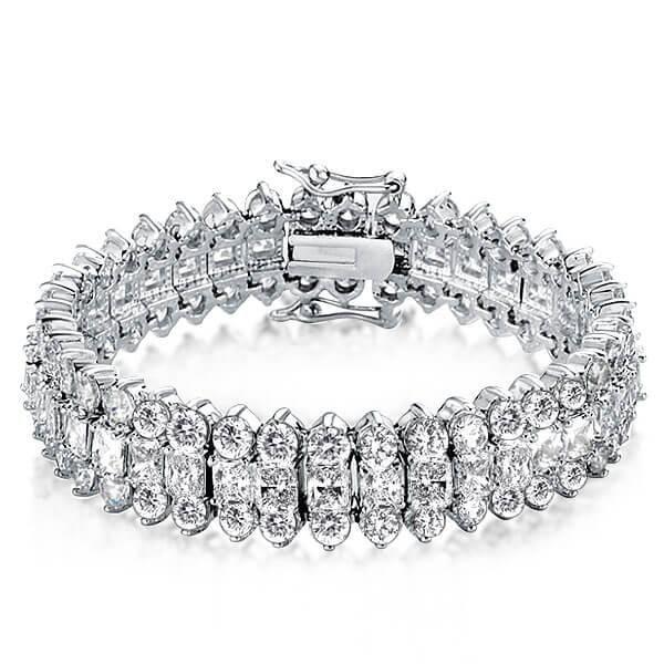 Triple Row Radiant Tennis Bracelet - Sterling Silver, Gold, or Rose Gold