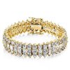Triple Row Radiant Tennis Bracelet - Sterling Silver, Gold, or Rose Gold