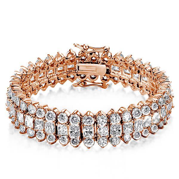 Triple Row Radiant Tennis Bracelet - Sterling Silver, Gold, or Rose Gold