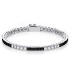 Black Sapphire Asscher Cut Bracelet for Women - Sterling Silver