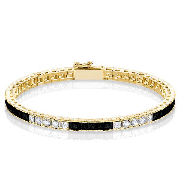 Black Sapphire Asscher Cut Bracelet for Women - Sterling Silver