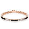 Black Sapphire Asscher Cut Bracelet for Women - Sterling Silver