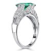 Emerald Green Art Deco Ring - 925 Sterling Silver Vintage Promise Ring