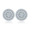 Halo White Sapphire Stud Earrings in Sterling Silver - Elegant Design