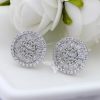 Halo White Sapphire Stud Earrings in Sterling Silver - Elegant Design