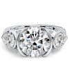 Three Stone Pear & Round Cut Engagement Ring, Half Bezel Setting, 5.41 CTW, Sterling Silver