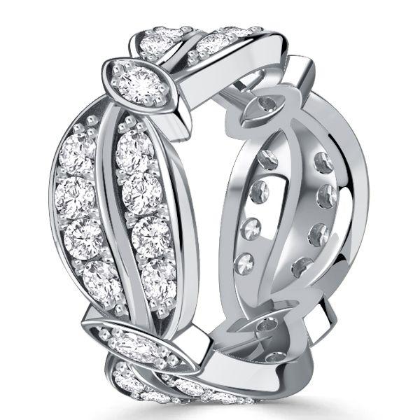 Round Cut Vintage Eternity Band - 925 Sterling Silver Wedding Ring - 1.62 CT TW