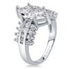 White Sapphire Sidestone Engagement Ring - Sterling Silver