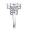 White Sapphire Sidestone Engagement Ring - Sterling Silver