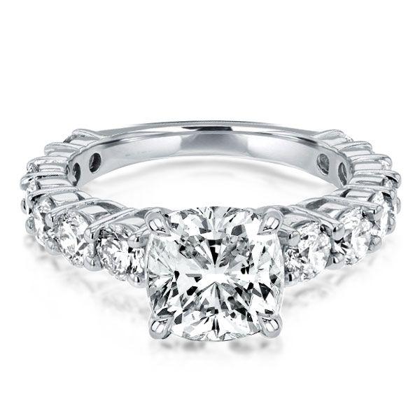 Cushion Cut Sterling Silver Engagement Ring - 2.5 CT Center Stone
