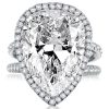 Split Shank Pear Halo Engagement Ring in Sterling Silver