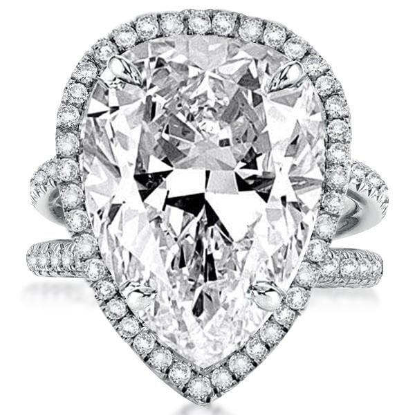 Split Shank Pear Halo Engagement Ring in Sterling Silver
