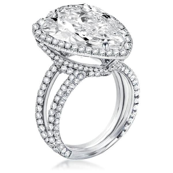 Split Shank Pear Halo Engagement Ring in Sterling Silver