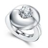 1.0 CT Center Stone Sterling Silver Wedding Ring Set with Rhodium Finish