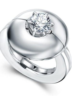 1.0 CT Center Stone Sterling Silver Wedding Ring Set with Rhodium Finish