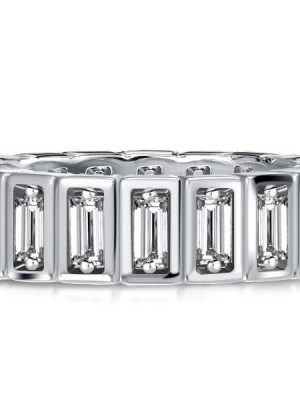 White Sapphire Baguette Eternity Band Ring - Sterling Silver (Available in Gold & Rose Gold)