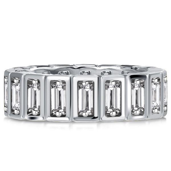 White Sapphire Baguette Eternity Band Ring - Sterling Silver (Available in Gold & Rose Gold)