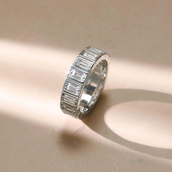 White Sapphire Baguette Eternity Band Ring - Sterling Silver (Available in Gold & Rose Gold)