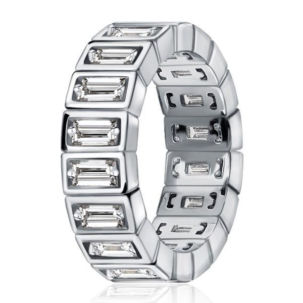 White Sapphire Baguette Eternity Band Ring - Sterling Silver (Available in Gold & Rose Gold)