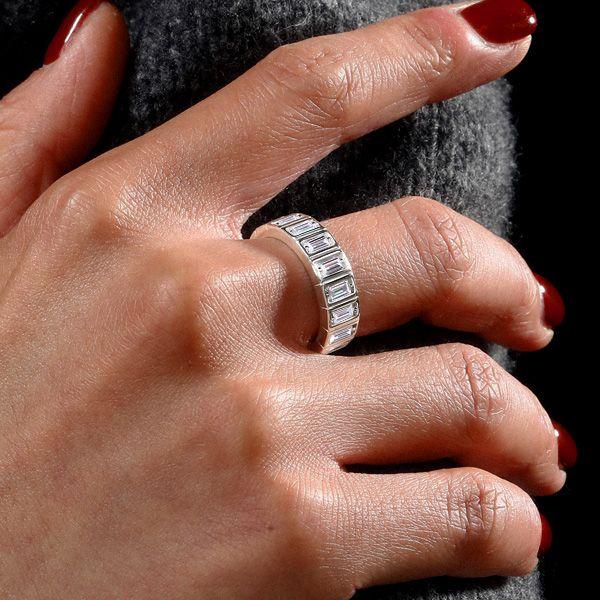 White Sapphire Baguette Eternity Band Ring - Sterling Silver (Available in Gold & Rose Gold)