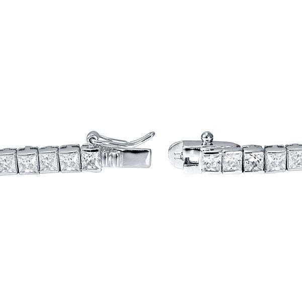 Radiant Cut Tennis Necklace in Rhodium-Plated 925 Sterling Silver