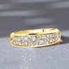 Golden Paved White Sapphire Anniversary Band Ring - 18K Gold Plated Sterling Silver