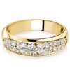 Golden Paved White Sapphire Anniversary Band Ring - 18K Gold Plated Sterling Silver