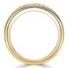 Golden Paved White Sapphire Anniversary Band Ring - 18K Gold Plated Sterling Silver