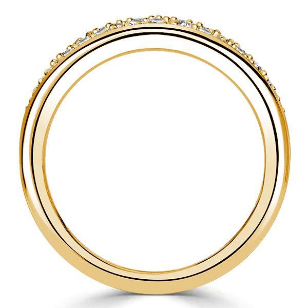 Golden Paved White Sapphire Anniversary Band Ring - 18K Gold Plated Sterling Silver