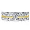 Two-Tone Twist Wedding Band with Created White Sapphire in Sterling Silver