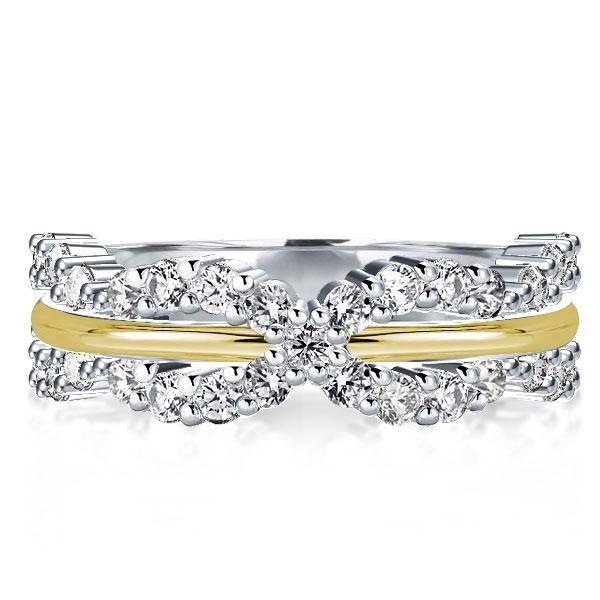 Two-Tone Twist Wedding Band with Created White Sapphire in Sterling Silver
