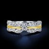 Two-Tone Twist Wedding Band with Created White Sapphire in Sterling Silver