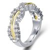 Two-Tone Twist Wedding Band with Created White Sapphire in Sterling Silver
