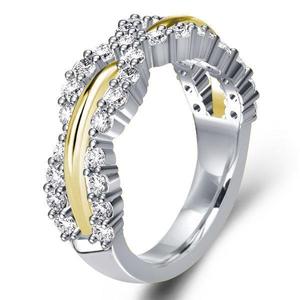 Two-Tone Twist Wedding Band with Created White Sapphire in Sterling Silver