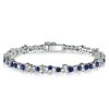 Blue Sapphire Tennis Bracelet - 925 Sterling Silver - Wedding Jewelry