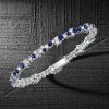 Blue Sapphire Tennis Bracelet - 925 Sterling Silver - Wedding Jewelry