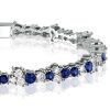 Blue Sapphire Tennis Bracelet - 925 Sterling Silver - Wedding Jewelry